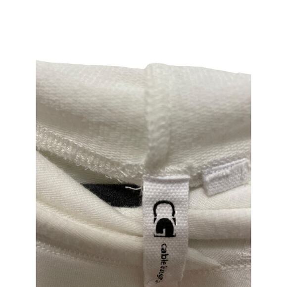 Hoodie White Slouchy Lightweight drop shoulder high low hem pockets Size S/P - Picture 4 of 9